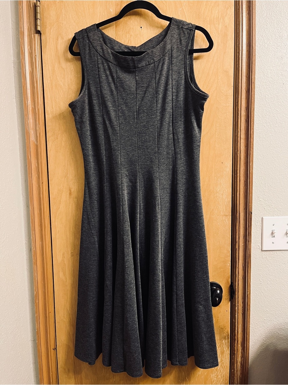 Charcoal Sleeveless Fit-and-Flare Knit Dress